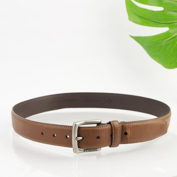 Columbia Mens Belt Size 36 Brown Vegan Casual Work Adjustable 1 3/4" Width - Picture 1 of 14
